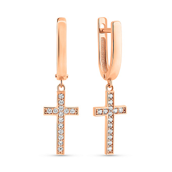 Золотые серьги-подвески с фианитами (арт. 1091550)