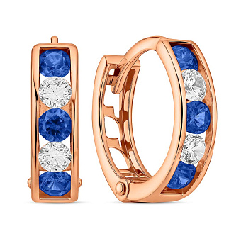 Фото Дитячі золоті сережки з синіми фіанітами (арт. 110245с)