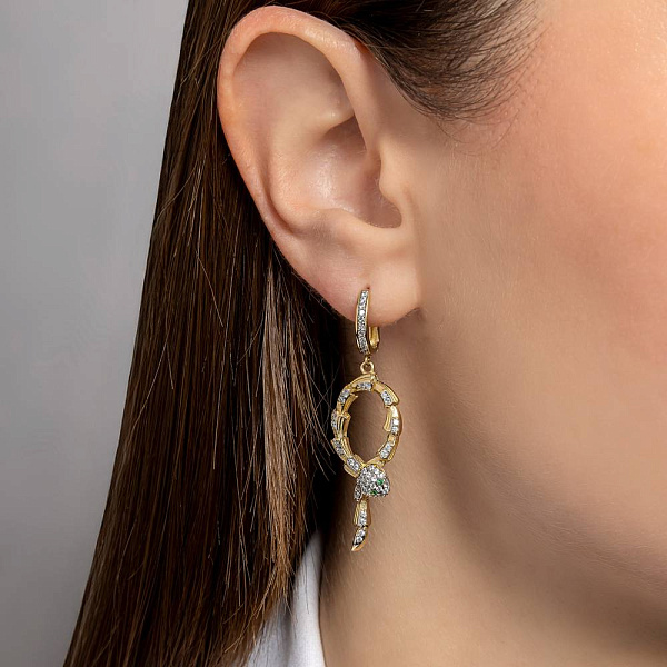 Золоті сережки Змія з фіанітами (арт. 1091820жз) – зображення 2