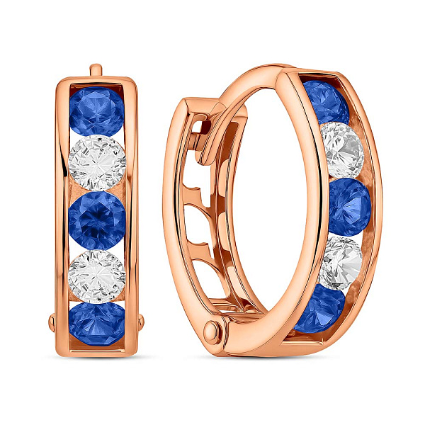 Дитячі золоті сережки з синіми фіанітами (арт. 110245с) – зображення 1