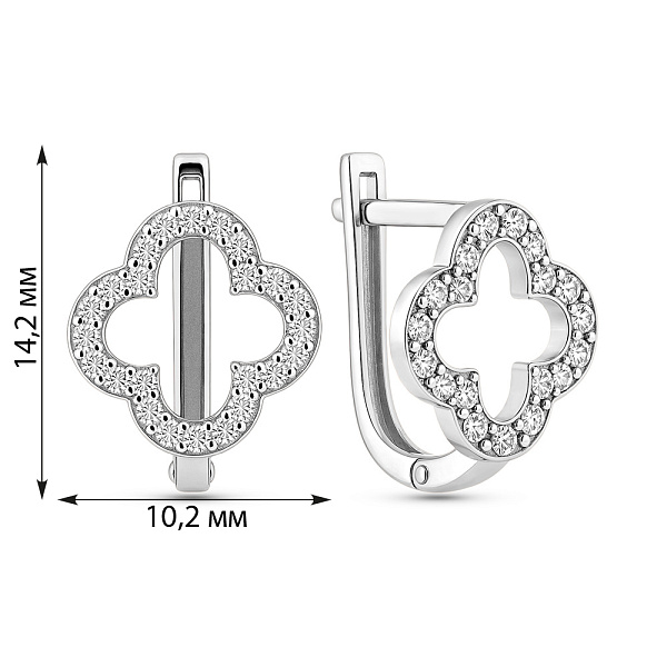 Серьги из белого золота с фианитами (арт. 111210б) – изображение 2