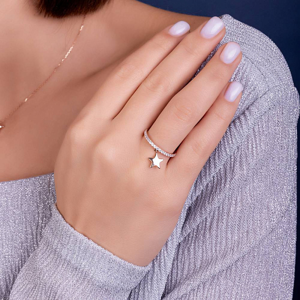 Золота каблучка з підвіскою (арт. 141266) – зображення 2