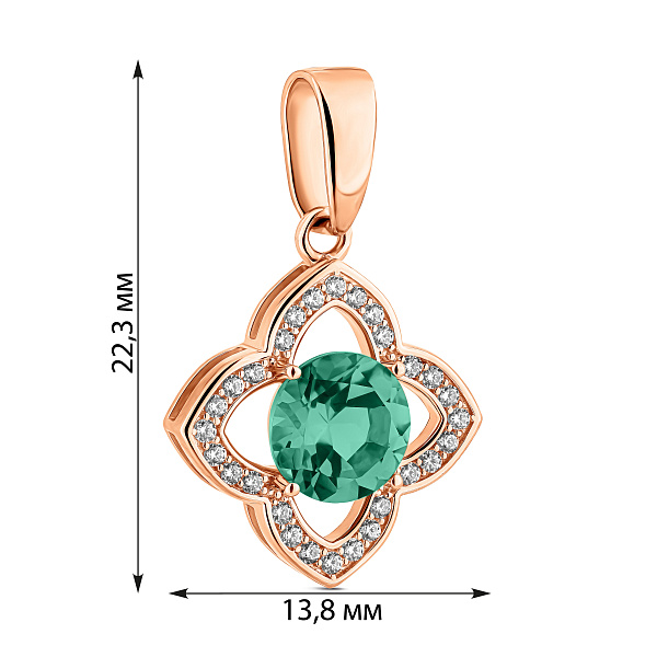 Кулон з червоного золота з кварцом та фіанітами (арт. 441479Пз) – зображення 2