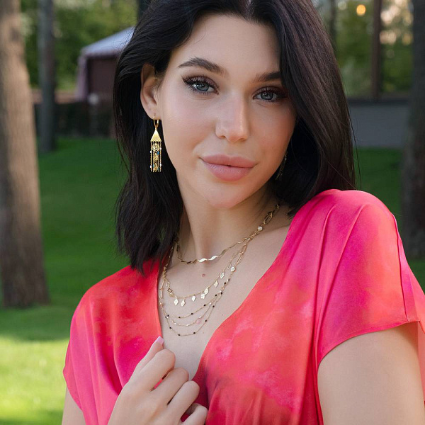 Серьги-подвески Francelli из желтого золота с эмалью (арт. 1091584жегб) – изображение 5