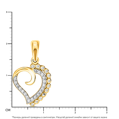 Золотая подвеска «Сердце» с фианитами (арт. 421854ж)