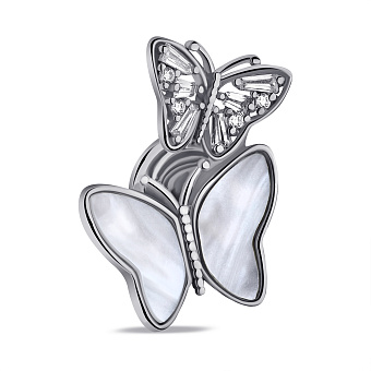 Серебряная брошь Бабочки с перламутром (арт. 7505/226п)