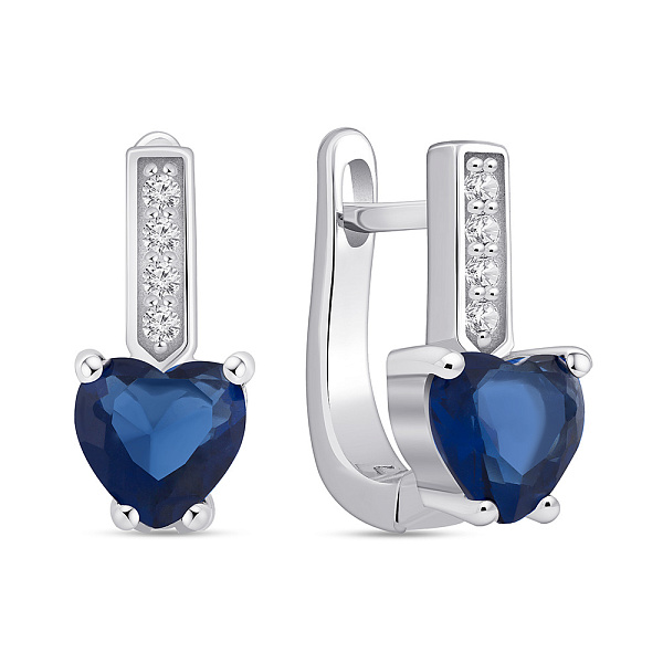 Срібні сережки Серце з альпінітами і фіанітами (арт. 7502/9940ас) – зображення 1