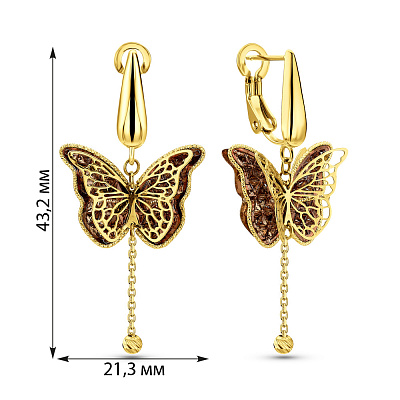 Сережки Francelli Метелики з жовтого золота (арт. 1091336жкр)