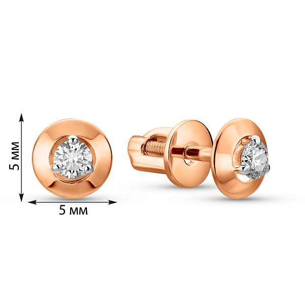 Золотые серьги пусеты с бриллиантами (арт. Т011059015) – изображение 4