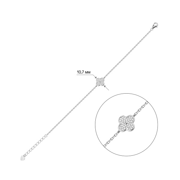 Серебряный браслет Клевер с фианитами (арт. 7509/4819/10) – изображение 2