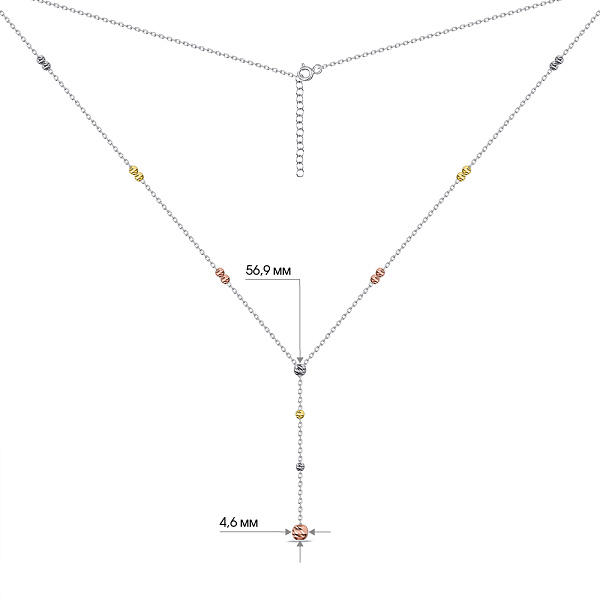 Срібне кольє з червоним і жовтим родіюванням (арт. 7507/1606бжк) – зображення 3