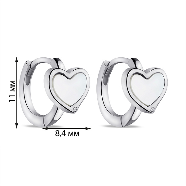 Серебряные серьги с фианитами и перламутром (арт. 7502/9597/10п) – изображение 2