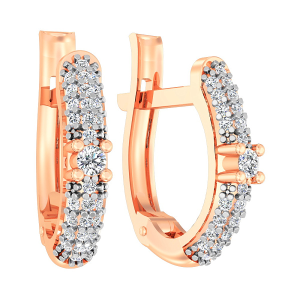 Серьги из красного золота с фианитами  (арт. 111040) – изображение 1