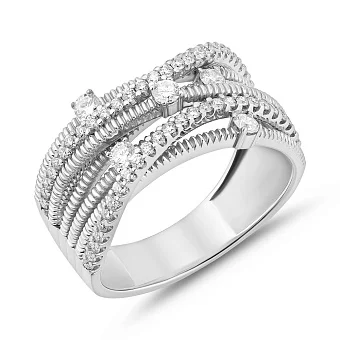 Широкое кольцо из белого золота с бриллиантами (арт. К011575040б)