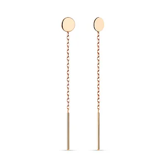 Сережки-ланцюжки з червоного золота (арт. 106000)