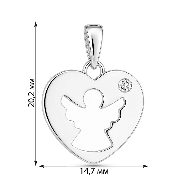 Серебряная подвеска ангел с фианитом (арт. 7503/4718) – изображение 2