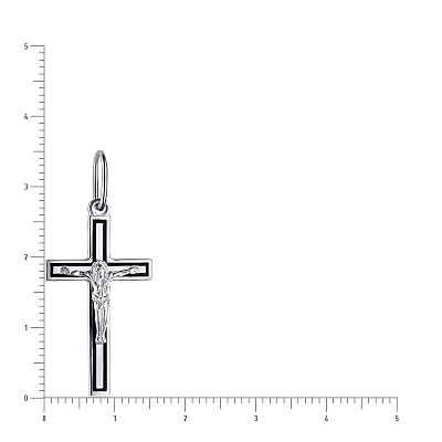 Срібний натільний хрестик з розп'яттям та емаллю (арт. 7504/33125еч)