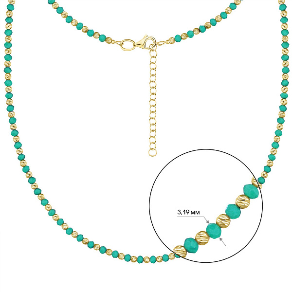 Серебряное колье с зеленым ониксом (арт. 7507/928жоз) – изображение 2