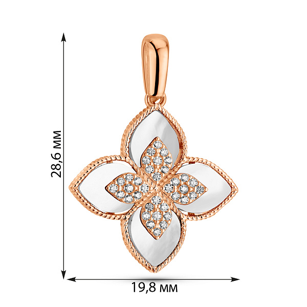 Золотой подвес с перламутром и фианитами (арт. 424888/20п) – изображение 3