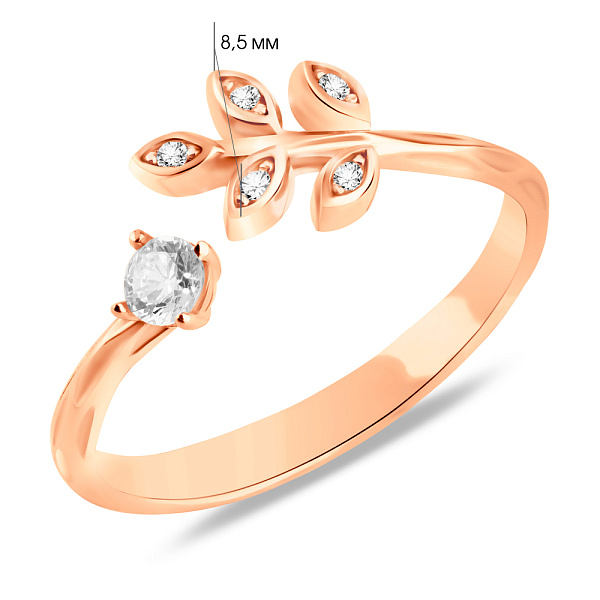 Золотое кольцо Веточка с фианитами (арт. 155865) – изображение 5