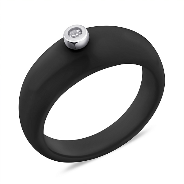 Кольцо из серебра и керамики с фианитом (арт. 7501/6959кмч) – изображение 1