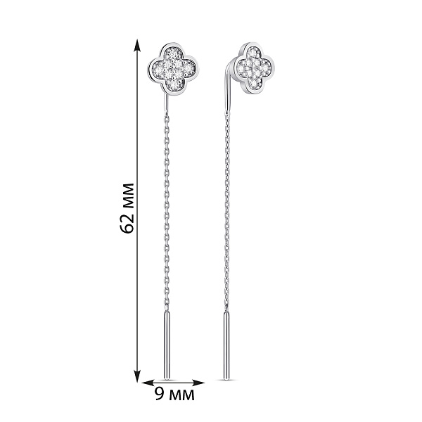 Срібні сережки-протяжки з фіанітами (арт. 7502/462С) – зображення 2