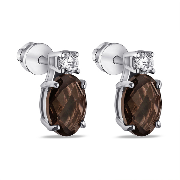 Серебряные серьги с кварцем и фианитами  (арт. 7518/2293Пккр) – изображение 1