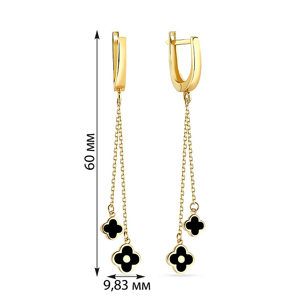 Сережки-подвески из золота с эмалью (арт. 108097жеч) – изображение 2