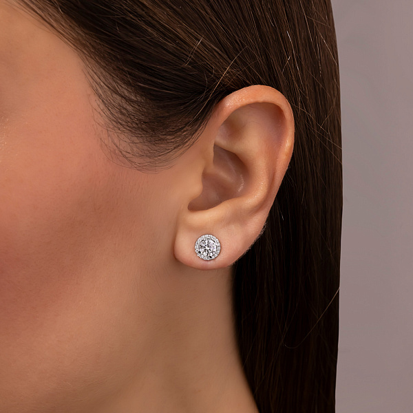 Золоті сережки пусети з фіанітами (арт. 110254б) – зображення 3