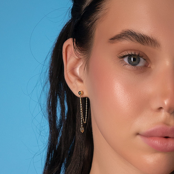 Сережки Fly з жовтого золота з підвісками Тризуб (арт. 109897ж) – зображення 2