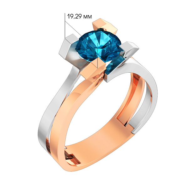 Золота каблучка з топазом Blue Ocean (арт. 140751Пл) – зображення 3