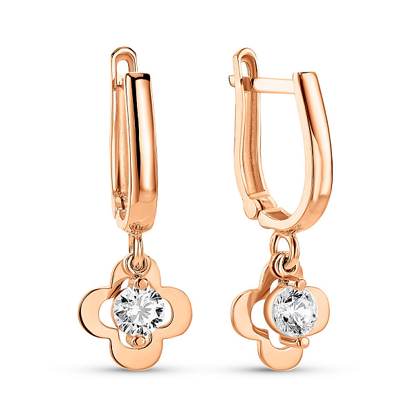 Золоті сережки-підвіски з фіанітами (арт. 109680) – зображення 1