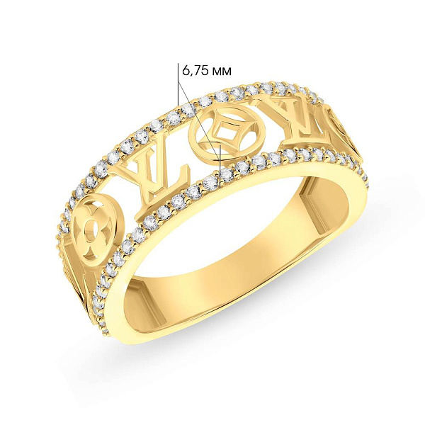 Каблучка з жовтого золота з фіанітами (арт. 155206ж) – зображення 2