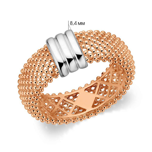 Каблучка з червоного золота з родіюванням (арт. 156726р) – зображення 2
