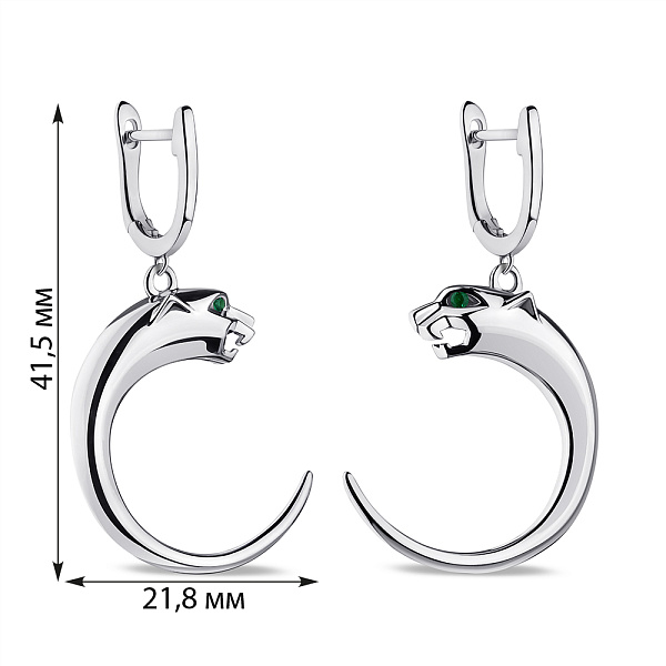 Серебряные серьги Пантеры с альпинитами (арт. 7502/9286аз) – изображение 3