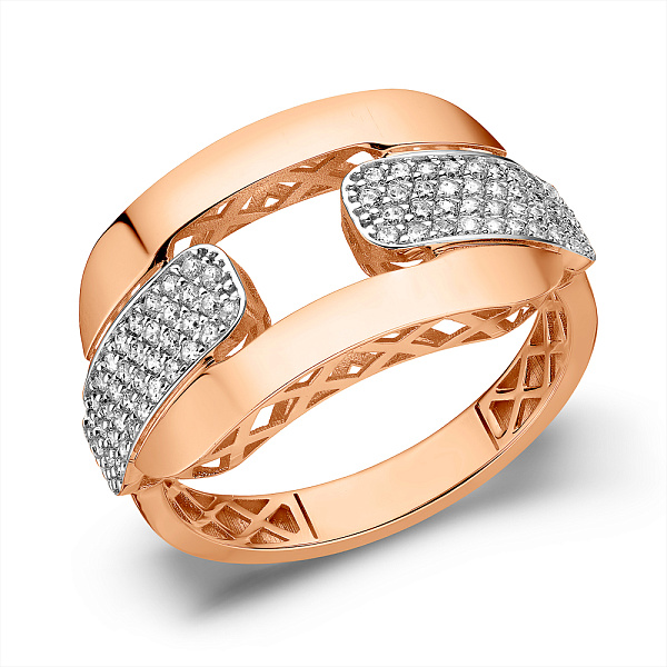 Кольцо из красного золота с фианитами (арт. 156677) – изображение 1