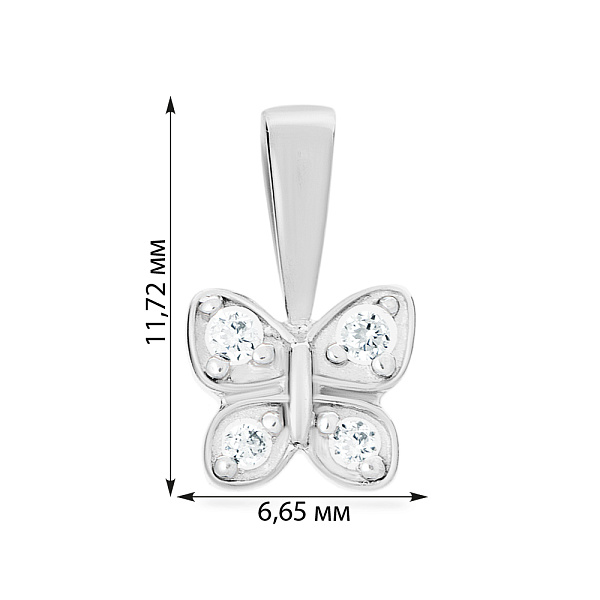 Подвес "Бабочка" из белого золота с фианитами (арт. 440444б) – изображение 2