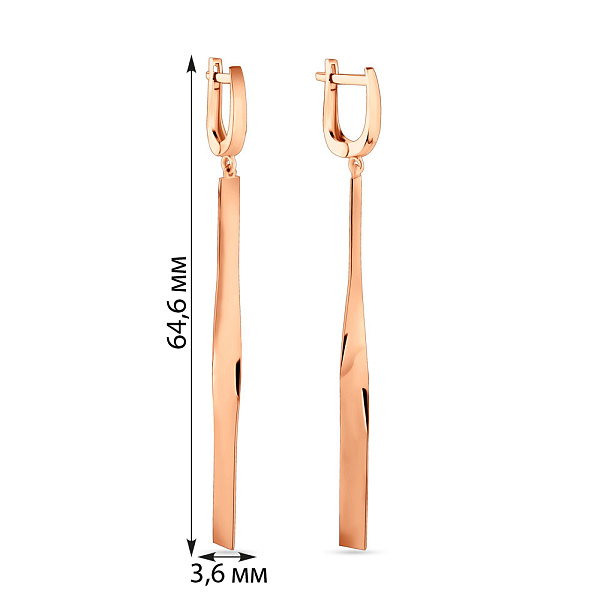 Серьги-подвески из красного золота (арт. 109445) – изображение 3