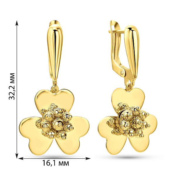 Золотые серьги-подвески "Цветы" (арт. 109496ж) – изображение 2