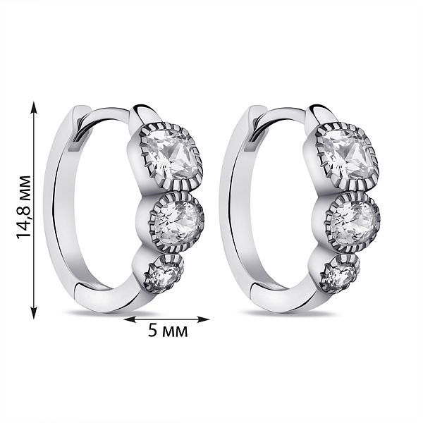 Серебряные серьги-кольца с фианитами (арт. 7502/9278/15) – изображение 2