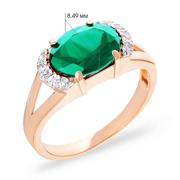 Кольцо из красного золота с кварцем и фианитами (арт. 140471Пз) – изображение 3