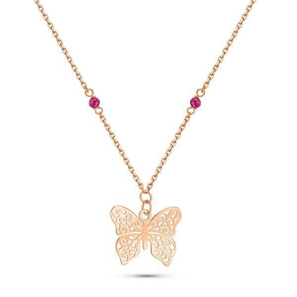 Золотое колье Бабочка с фианитами (арт. 352624к) – изображение 1