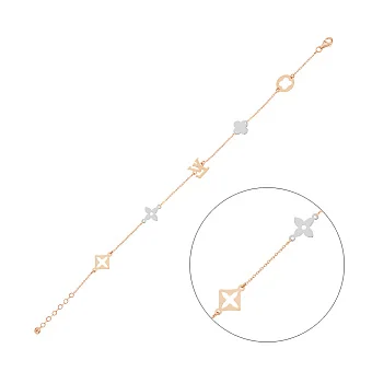 Браслет с фианитом из красного и белого золота (арт. 324595кб)