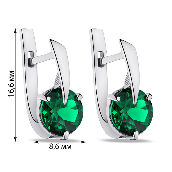 Серьги из серебра с изумрудом (арт. 7502/575Измсп) – изображение 2