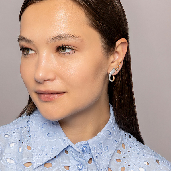 Золоті сережки в комбінованому кольорі металу (арт. 110682кб) – зображення 4