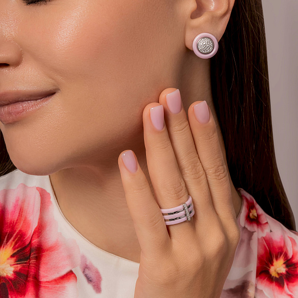 Серебряные серьги с керамикой и фианитами (арт. 7502/1429747кмр) – изображение 6