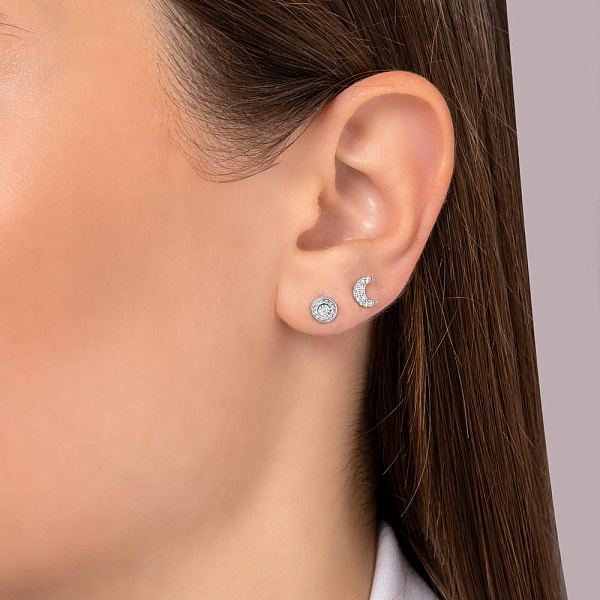 Серьги-пусеты из белого золота с бриллиантами (арт. Т011664010б) – изображение 3