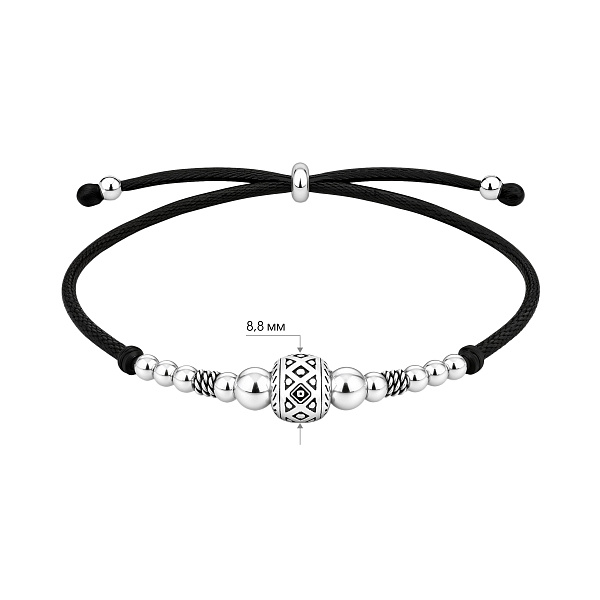 Срібний браслет з шовковою ниткою (арт. 7309/5345ч) – зображення 2