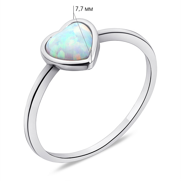 Срібна калучка Серце з білим опалом (арт. 7501/КК2ОПБ/1185-17,5) – зображення 2