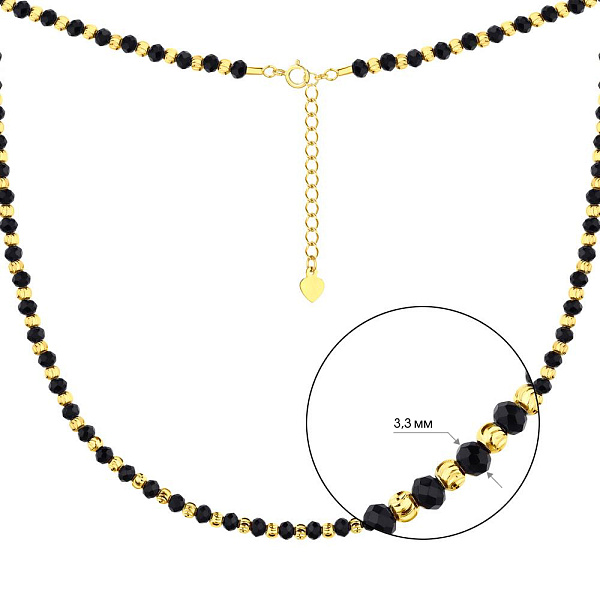 Кольє із срібла з жовтим родіюванням з оніксом. (арт. 7507/1758жо) – зображення 2